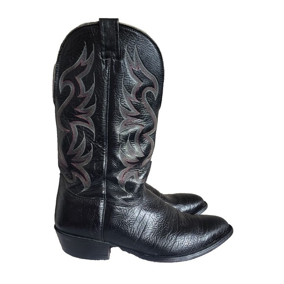 Nocona Boots Black Men’s Leather Cowboy Boots Embroidered SZ 12 2E USA MADE main image 5